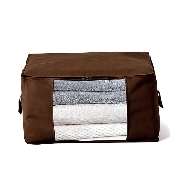 Shop Lc Set Of 5 Brown Non-Woven Fabric Storage Bag With Clear Window