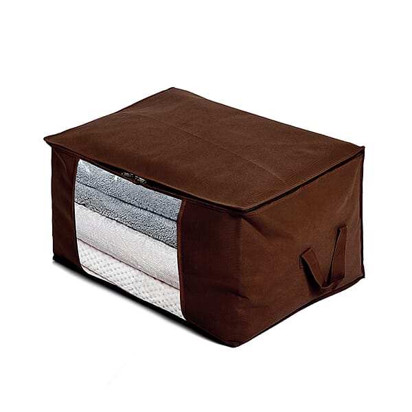 Shop Lc Set Of 5 Brown Non-Woven Fabric Storage Bag With Clear Window