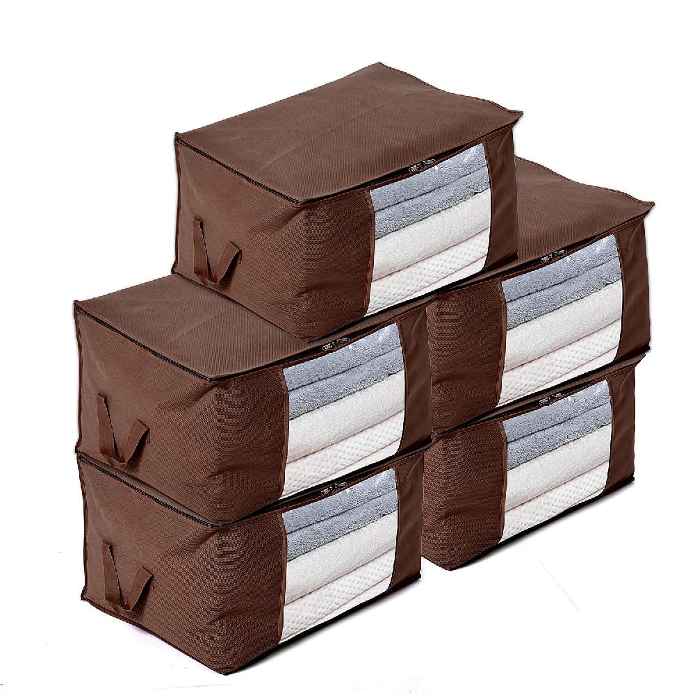 shop lc Set of 5 Brown Non-Woven Fabric Storage Bag with Clear Window