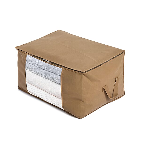 Shop Lc Set Of 5 Dark Beige Non-Woven Fabric Storage Bag With Clear Window