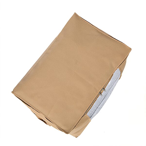 Shop Lc Set Of 5 Dark Beige Non-Woven Fabric Storage Bag With Clear Window