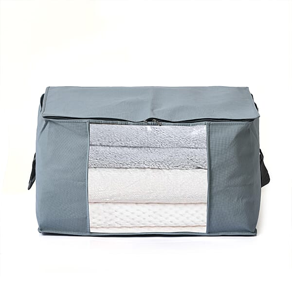 Shop Lc Set Of 5 Dark Grey Non-Woven Fabric Storage Bag With Clear Window