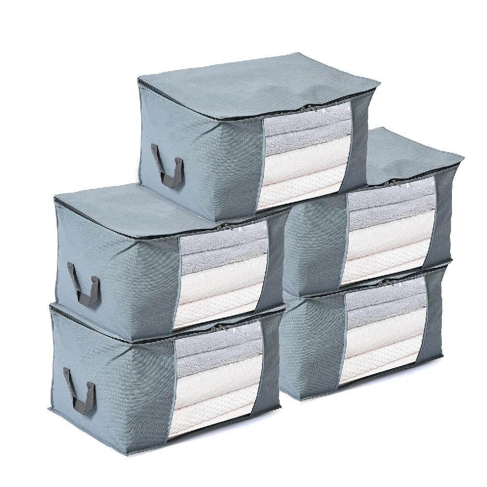 shop lc Set of 5 Dark Grey Non-Woven Fabric Storage Bag with Clear Window