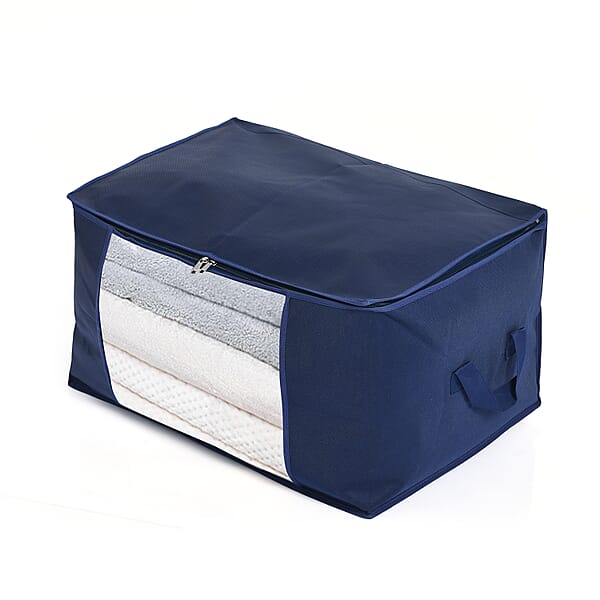Shop Lc Set Of 5 Dark Navy Non-Woven Fabric Storage Bag With Clear Window