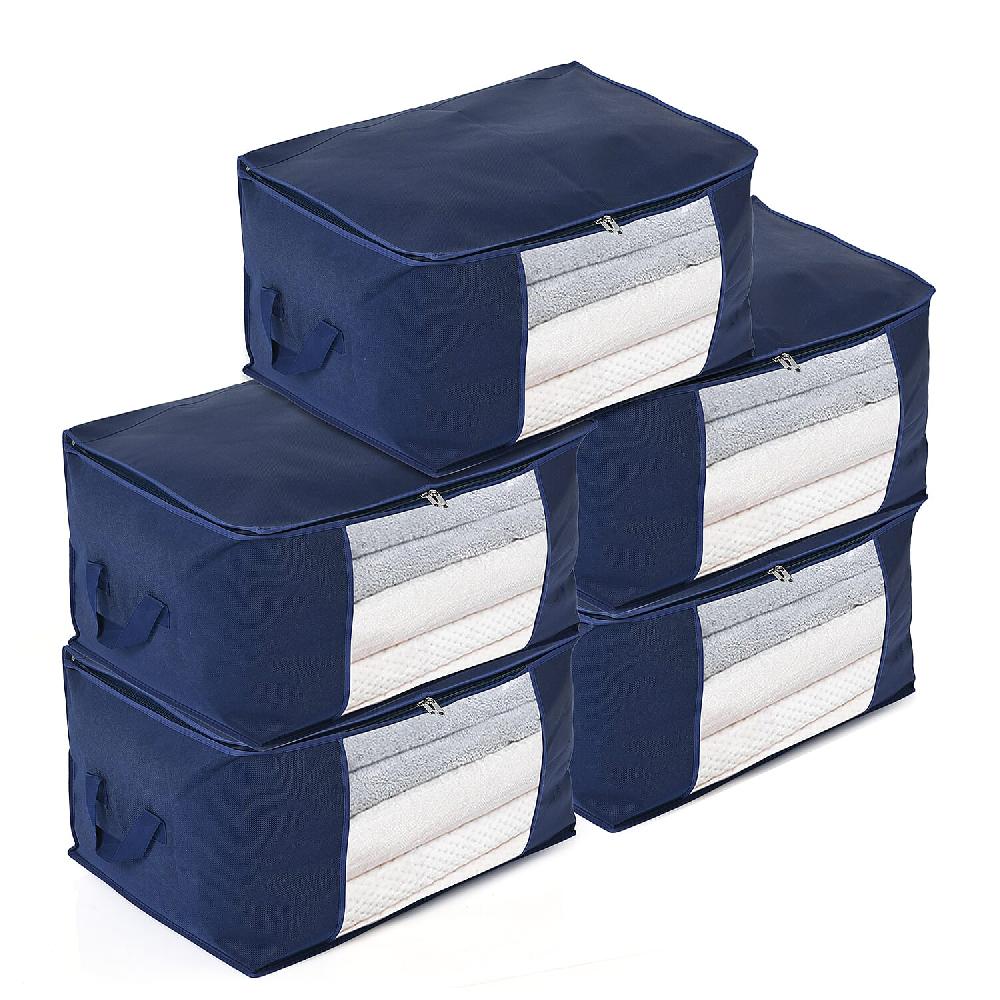 shop lc Set of 5 Dark Navy Non-Woven Fabric Storage Bag with Clear Window