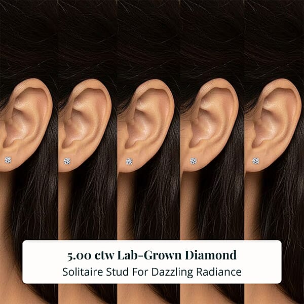 Shop Lc Set Of 5 Luxuriant Lab Grown Diamond G SI1 5.00 Ctw Solitaire Stud Earrings In 14K White Gold