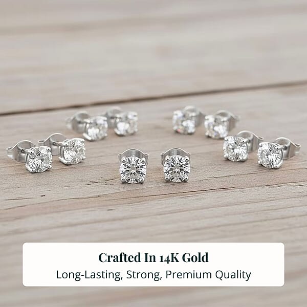 Shop Lc Set Of 5 Luxuriant Lab Grown Diamond G SI1 5.00 Ctw Solitaire Stud Earrings In 14K White Gold