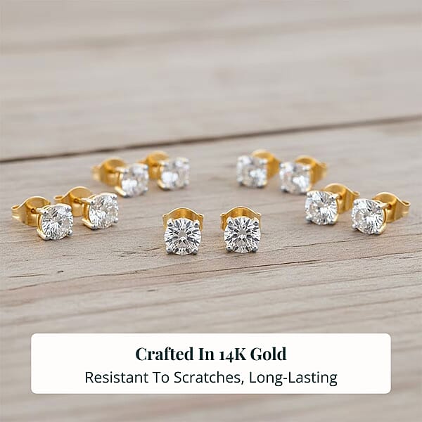 Shop Lc Set Of 5 Luxuriant Lab Grown Diamond G SI1 5.00 Ctw Solitaire Stud Earrings In 14K Yellow Gold