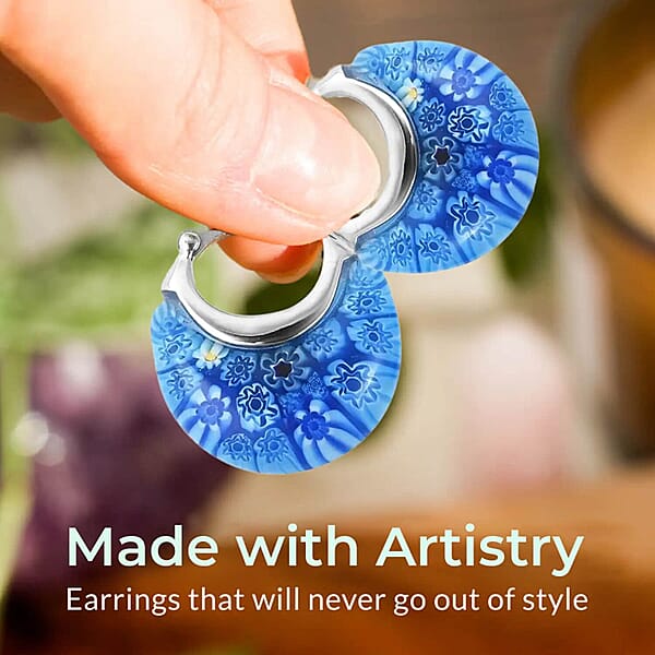Shop Lc Set Of 5 Multi Color Murano Style Basket Earrings In Stainless Steel (Del. In 10-12 Days)