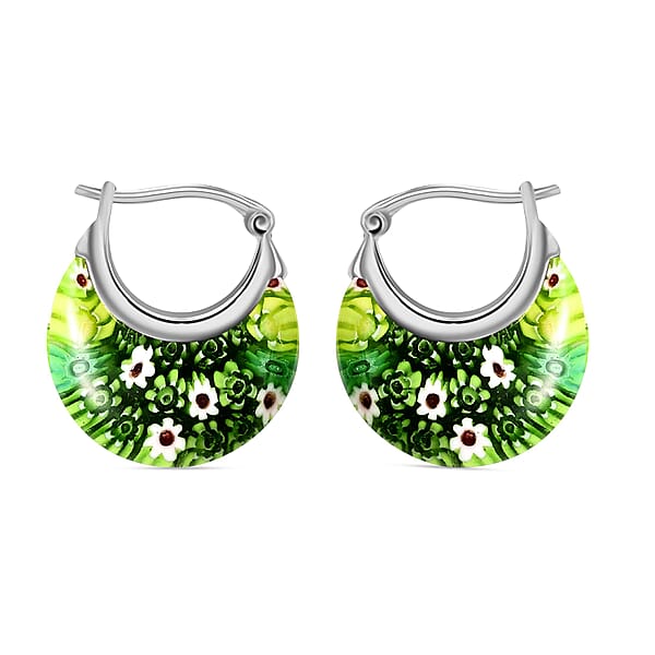 Shop Lc Set Of 5 Multi Color Murano Style Basket Earrings In Stainless Steel (Del. In 10-12 Days)