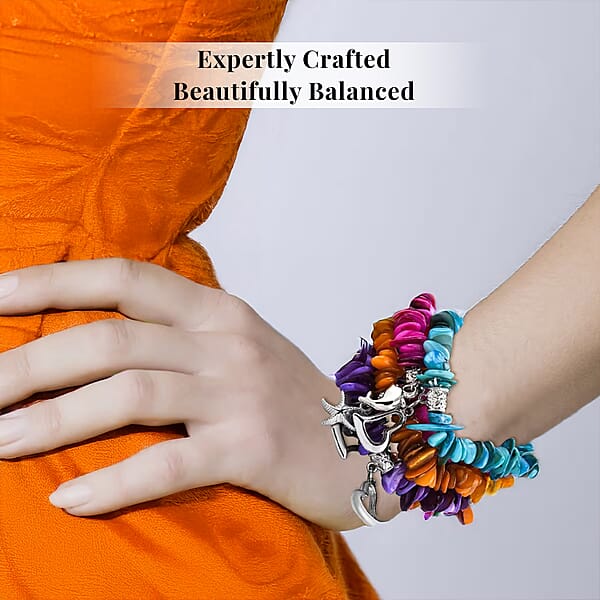 Shop Lc Set Of 5 Multi Color Shell Stretch Bracelet Charm Bracelets For Women