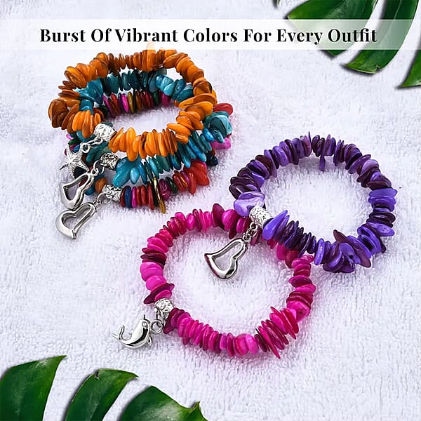 Shop Lc Set Of 5 Multi Color Shell Stretch Bracelet Charm Bracelets For Women