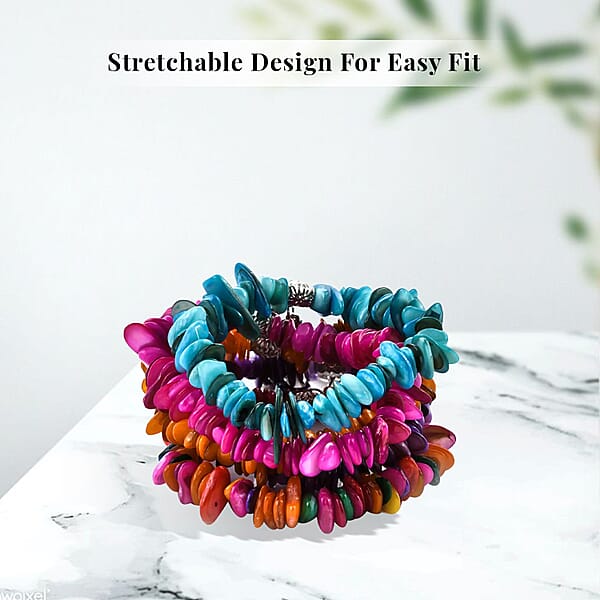 Shop Lc Set Of 5 Multi Color Shell Stretch Bracelet Charm Bracelets For Women
