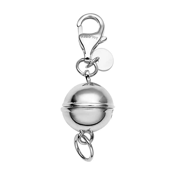Shop Lc Set Of 5 Rhodium Over Sterling Silver 9mm Round Magnetic Lock With Lobster Clasp 12.50 Grams