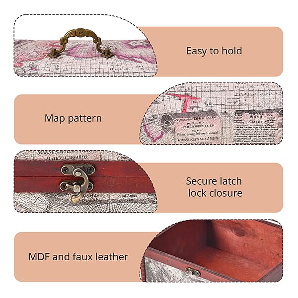 Shop Lc Set Of 5 Silver Map Embossed MDF And Faux Leather Mixing Exquisit Jewelry Chest Box
