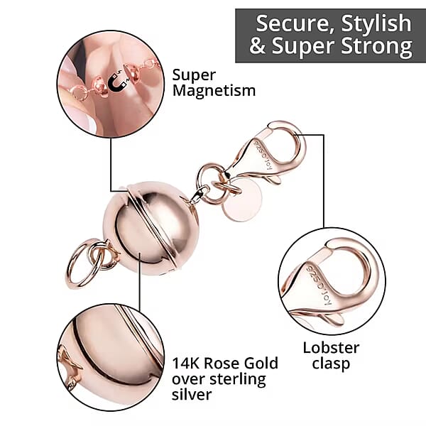 Shop Lc Set Of Three 14K Rose Gold Over Sterling Silver Magnetic Lock With Lobster Clasp 7.40 Grams