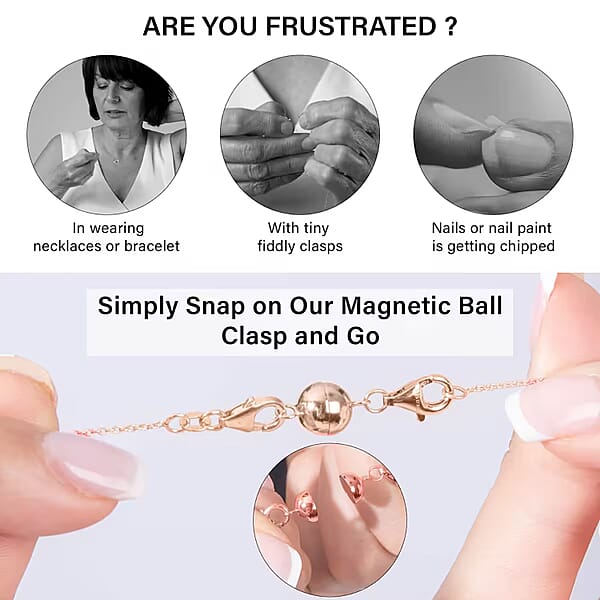 Shop Lc Set Of Three 14K Rose Gold Over Sterling Silver Magnetic Lock With Lobster Clasp 7.40 Grams