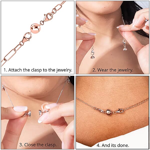 Shop Lc Set Of Three 14K Rose Gold Over Sterling Silver Magnetic Lock With Lobster Clasp 7.40 Grams