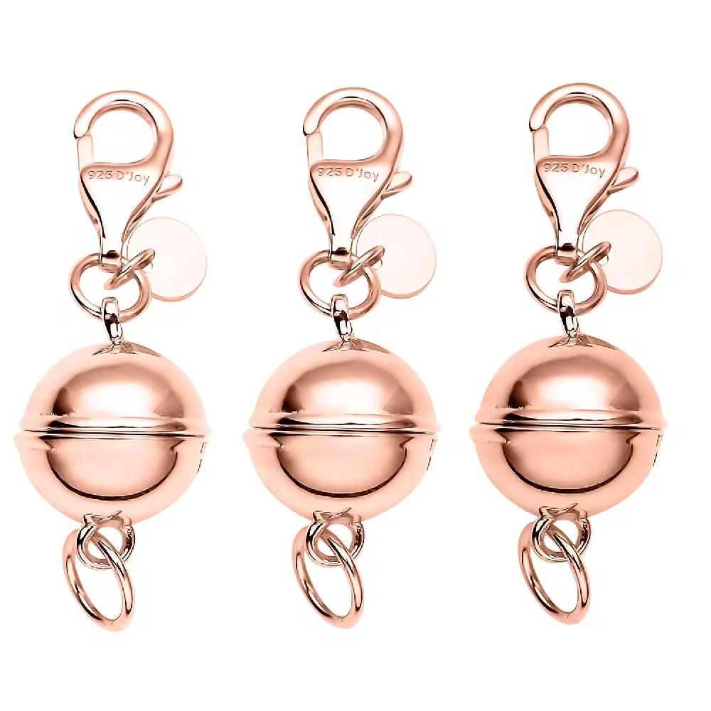 shop lc Set of Three 14K Rose Gold Over Sterling Silver Magnetic Lock with Lobster Clasp 7.40 Grams