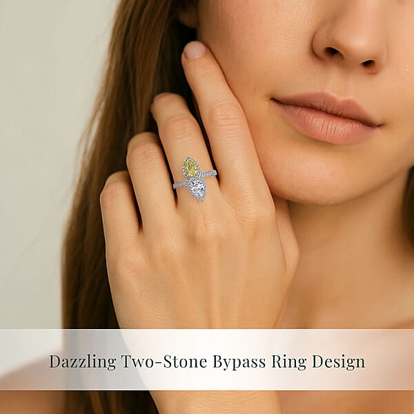 Shop Lc SGL Certified 950 Platinum Luxuriant Lab Grown Yellow And White Diamond (VS) Bypass Ring 2.50 Ctw