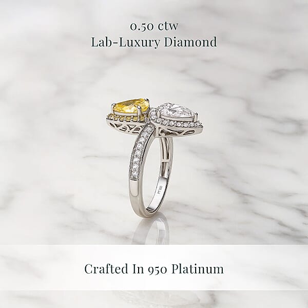 Shop Lc SGL Certified 950 Platinum Luxuriant Lab Grown Yellow And White Diamond (VS) Bypass Ring 2.50 Ctw