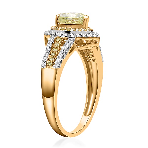 Shop Lc SGL Certified Luxoro 14K Yellow Gold Natural Yellow And White Diamond I1-I2 Heart Ring 4.10 Grams 1.50 Ctw