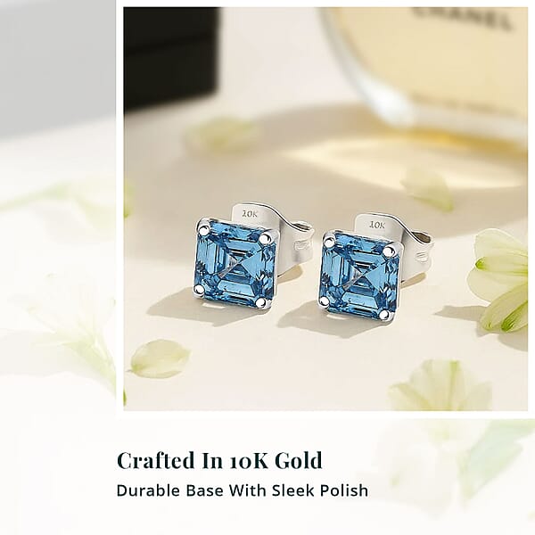 Shop Lc SGL Certified Luxuriant Lab Grown Blue Diamond (IR) 2.00 Ctw Stud Earrings In 10K White Gold