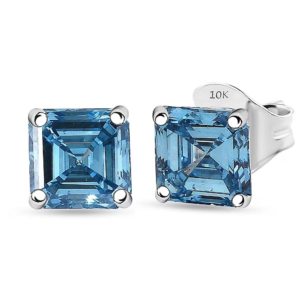 shop lc SGL Certified Luxuriant Lab Grown Blue Diamond (IR) 2.00 ctw Stud Earrings in 10K White Gold