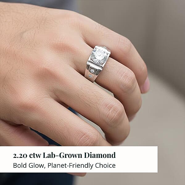 Shop Lc SGL Certified Luxuriant Lab Grown Diamond (E-F VS) Art Deco Men's Ring In 950 Platinum 2.20 Ctw