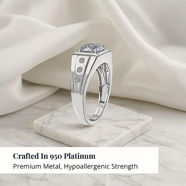 Shop Lc SGL Certified Luxuriant Lab Grown Diamond (E-F VS) Art Deco Men's Ring In 950 Platinum 2.20 Ctw