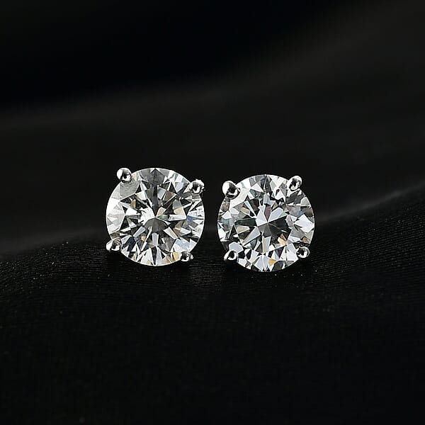 Shop Lc SGL Certified Luxuriant Lab Grown Diamond G-H SI 1.50 Ctw Solitaire Stud Earrings In 10K Yellow Gold