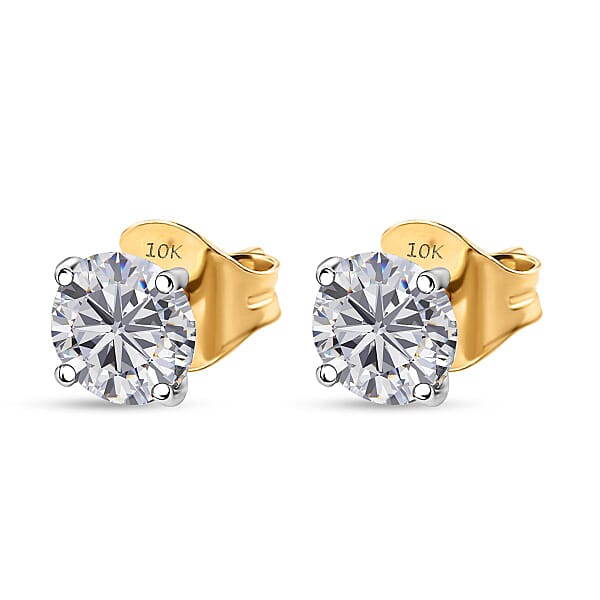 Shop Lc SGL Certified Luxuriant Lab Grown Diamond G-H SI 1.50 Ctw Solitaire Stud Earrings In 10K Yellow Gold