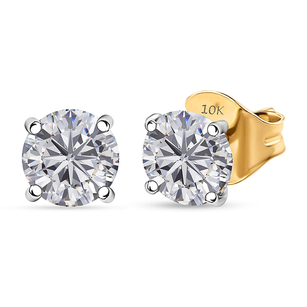 shop lc SGL Certified Luxuriant Lab Grown Diamond G-H SI 1.50 ctw Solitaire Stud Earrings in 10K Yellow Gold