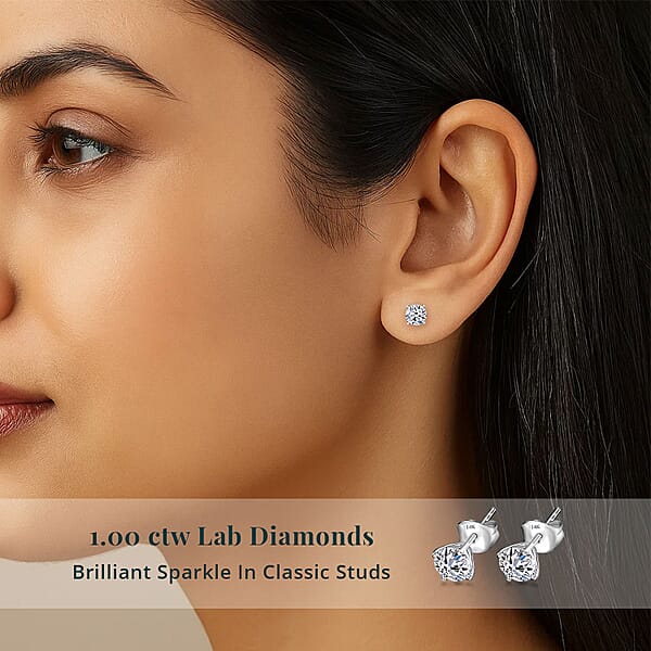 Shop Lc SGL Certified Luxuriant Lab Grown Diamond SI 1.00 Ctw Solitaire Stud Earrings In 14K White Gold