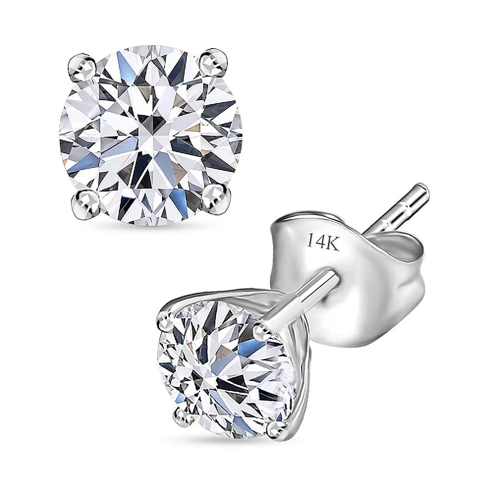 shop lc SGL Certified Luxuriant Lab Grown Diamond SI 1.00 ctw Solitaire Stud Earrings in 14K White Gold