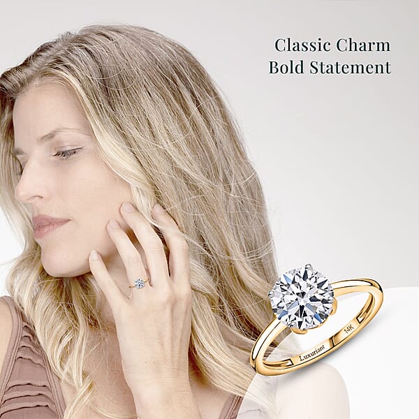 Shop Lc SGL Certified Luxuriant Lab Grown Diamond VS 3.00 Ctw Ring In 14K Yellow Gold