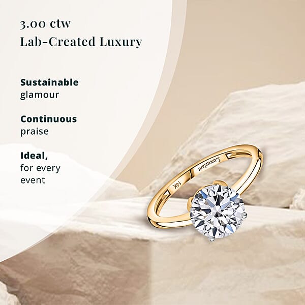 Shop Lc SGL Certified Luxuriant Lab Grown Diamond VS 3.00 Ctw Ring In 14K Yellow Gold
