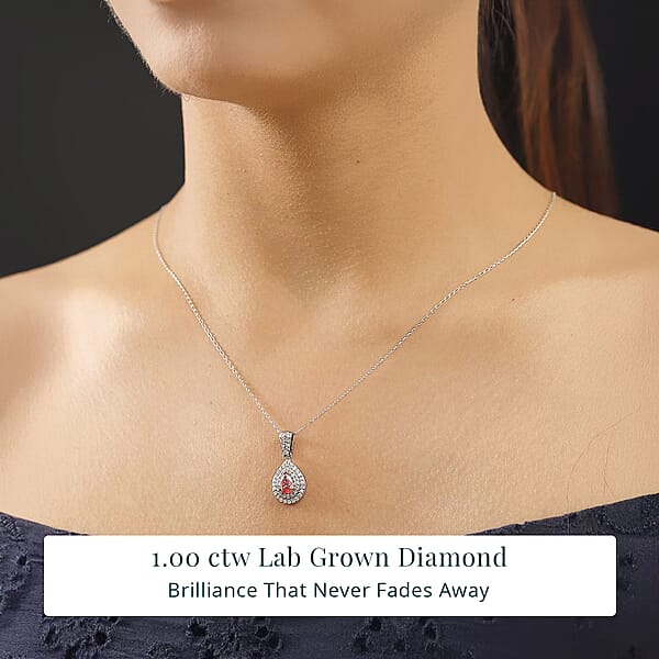 Shop Lc SGL Certified Luxuriant Lab Grown Pink Diamond (IR) VS And Lab Grown Diamond 1.00 Ctw Pendant Necklace In 950 Platinum 20 Inches