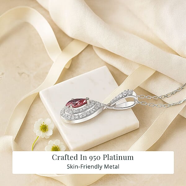 Shop Lc SGL Certified Luxuriant Lab Grown Pink Diamond (IR) VS And Lab Grown Diamond 1.00 Ctw Pendant Necklace In 950 Platinum 20 Inches