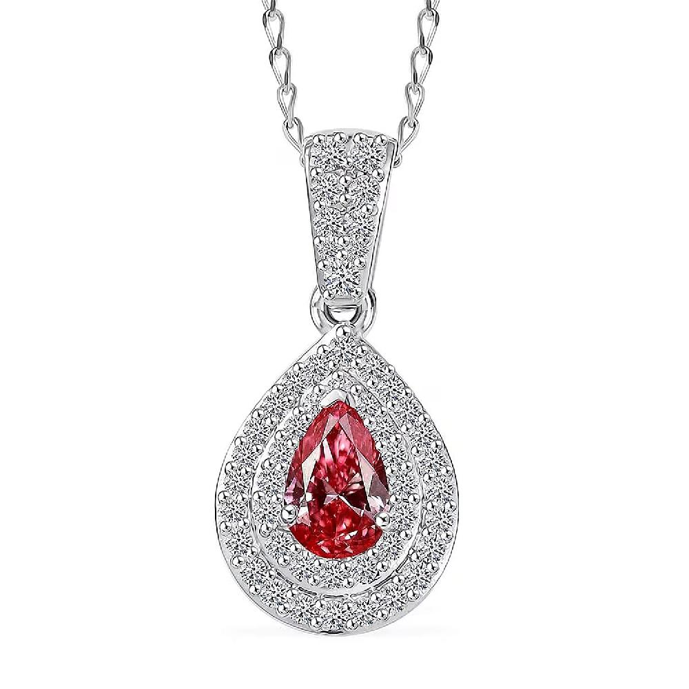 shop lc SGL Certified Luxuriant Lab Grown Pink Diamond (IR) VS and Lab Grown Diamond 1.00 ctw Pendant Necklace in 950 Platinum 20 Inches