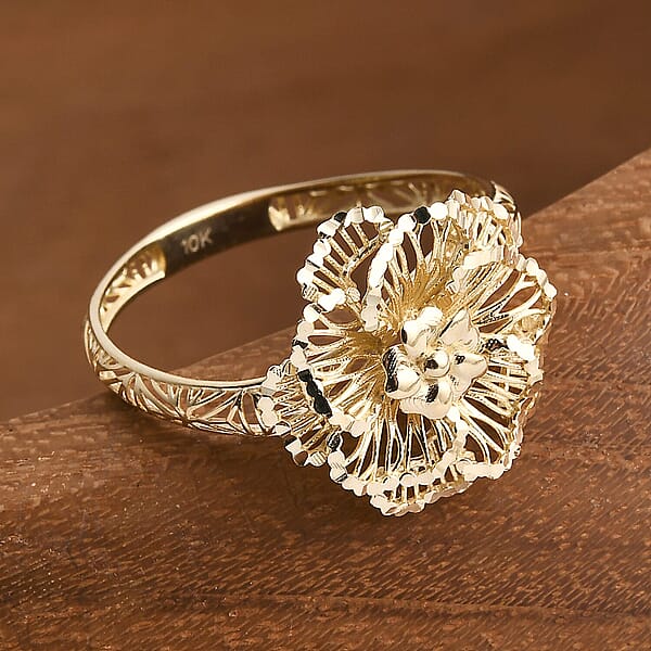 Shop Lc 10K Yellow Gold Floral Ring 1.60 Grams