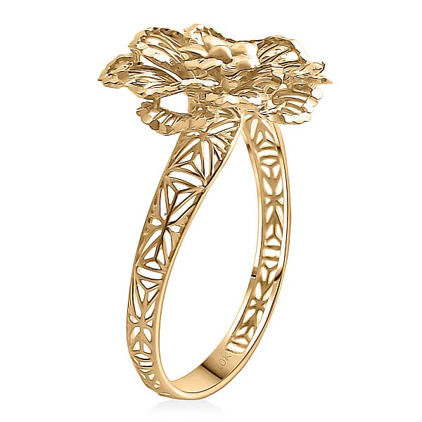 Shop Lc 10K Yellow Gold Floral Ring 1.60 Grams