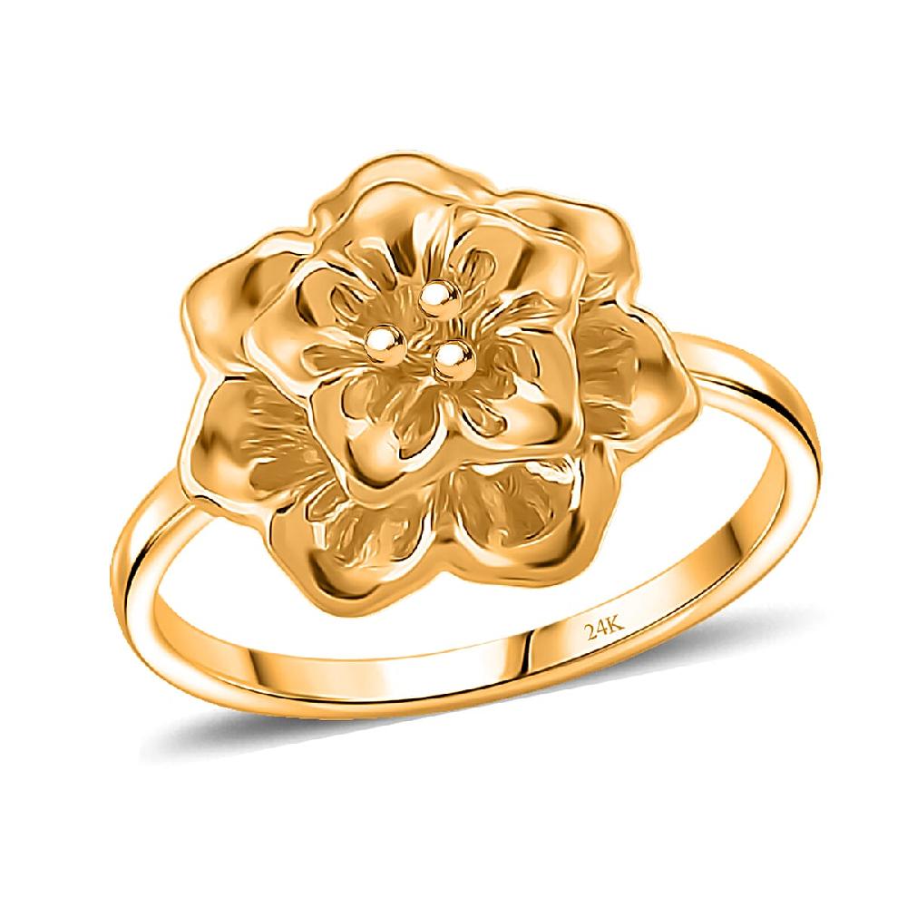 shop lc 24K Yellow Gold Floral Ring 1 Grams