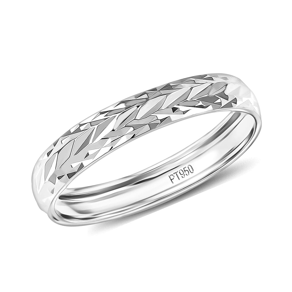 shop lc 950 Platinum Diamond-Cut Band Ring 3 Grams