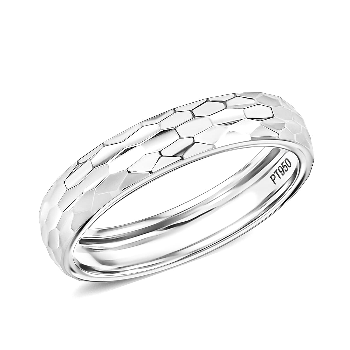 shop lc 950 Platinum Diamond-Cut Band Ring (4 Grams)