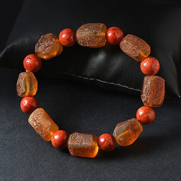Shop Lc Baltic Amber And Coral Stretch Bracelet