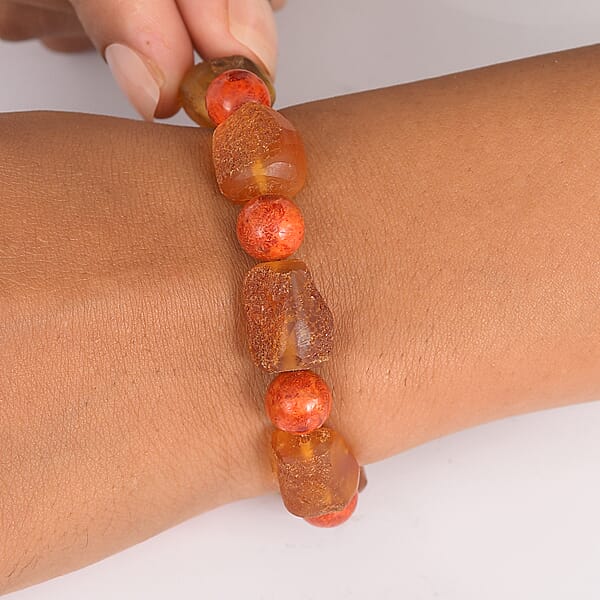 Shop Lc Baltic Amber And Coral Stretch Bracelet