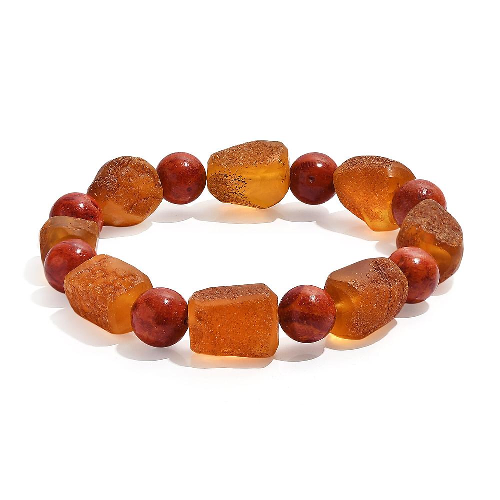 shop lc Baltic Amber and Coral Stretch Bracelet