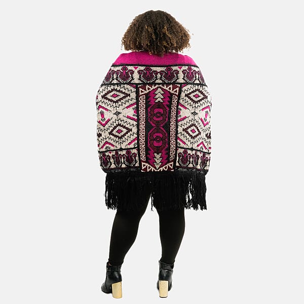 Shop Lc BCBG Wine Baroque Poncho - S/M