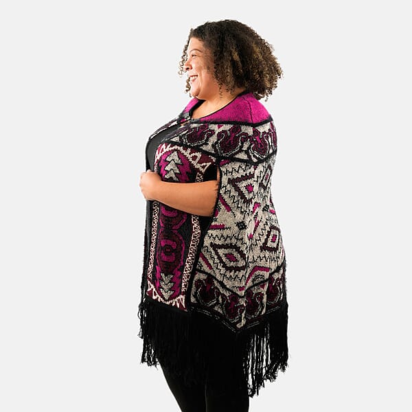 Shop Lc BCBG Wine Baroque Poncho - S/M